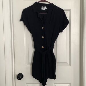Princess Polly Black Button-Up Romper